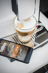 Making coffee from smartphone, modern coffee maker