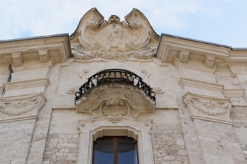 Details of architecture, historical buildings of Italy. Ascoli Piceno. Marche.