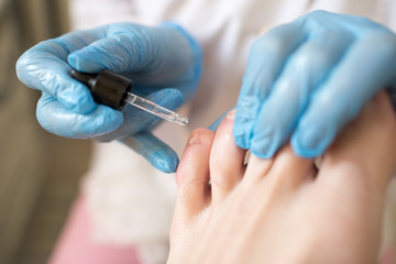 pedicure foot in a modern beauty salon