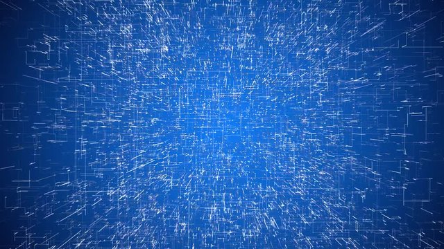 Fondo astratto con linee di luci, fili e linee, angoli, spigoli. Animazione, movimento