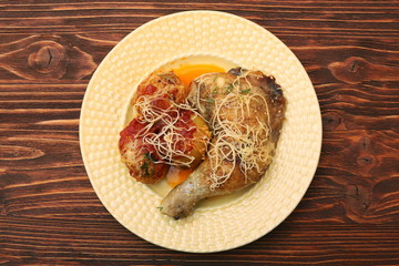 Roasted chicken legs with potato