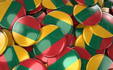 Lithuania Badges Background - Pile of Lithuanian Flag Buttons.