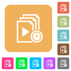 Playlist playing time rounded square flat icons