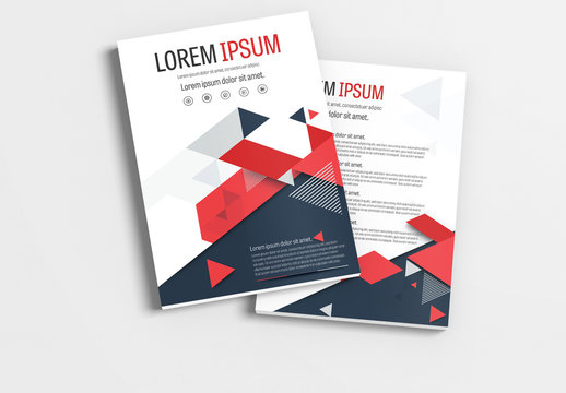 Brochure Layout with Dark Blue and Red Accents 1