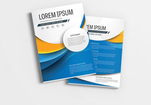 Brochure Layout with Blue and Orange Accents 1
