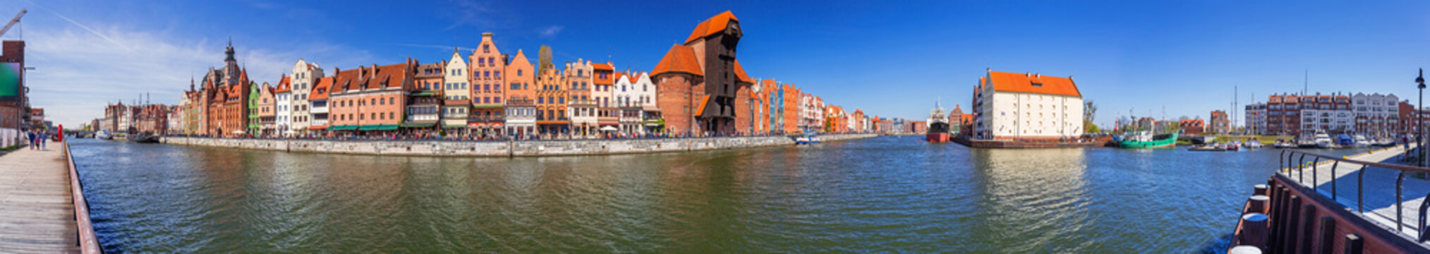 Old town of Gdansk panorama at Motlawa river, Poland