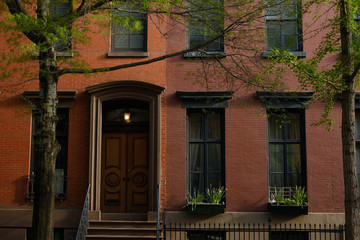 Fototapeta na wymiar A Classic Brownstone door in New York City