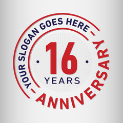16 years anniversary logo template. Vector and illustration.