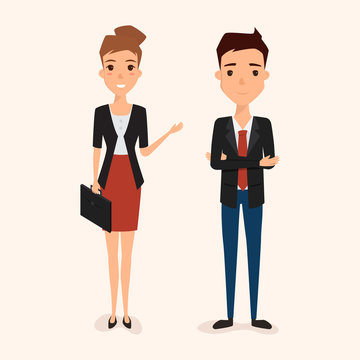 business woman and business man character. illustration vector of a flat design.