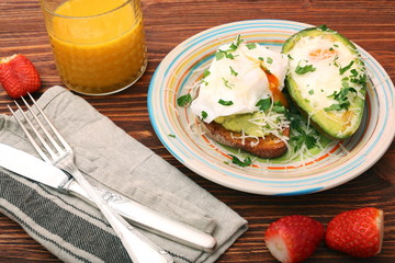 Sandwich with avocado and a fried egg