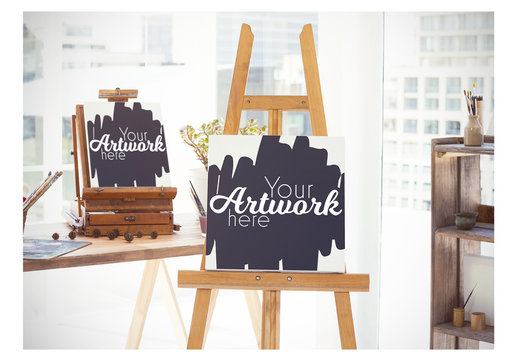 Sunny Studio with Two Easels Mockup