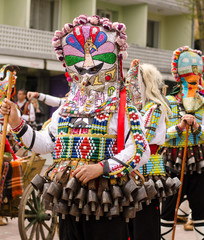 Varna Annual Spring Carnival parade. Kuker man with evil giant colorful mask
