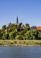 Poland, Swietokrzyskie Voivodeship, Sandomierz Cityscape with Cathedral, Vistula River