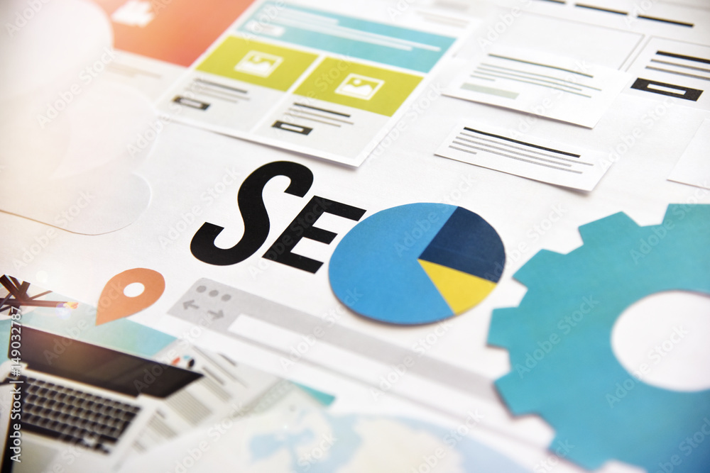 Poster seo banner concept design. concept for website and mobile website development and optimization, app 