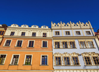 Naklejka premium Poland, Lublin Voivodeship, City of Lublin, Old Town, Market Square, Tenement Houses