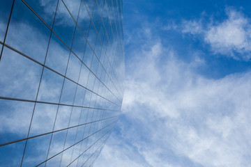 Modern Building Glass Architecture Clouds Wall Detail	