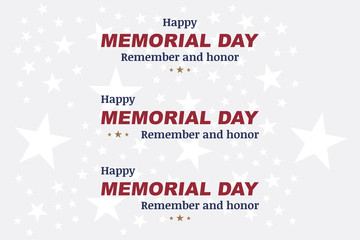 Happy memorial day. Font inscription with a congratulation. National American holiday event