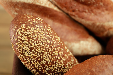 Different bread loaves, closeup