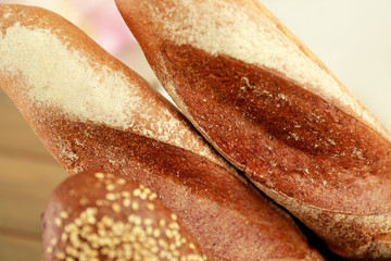 Different bread loaves, closeup