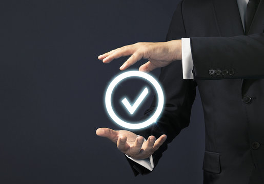 Businessman magical touch concept -  checking