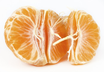 Peeled fresh clementine tangerine. Isolated.