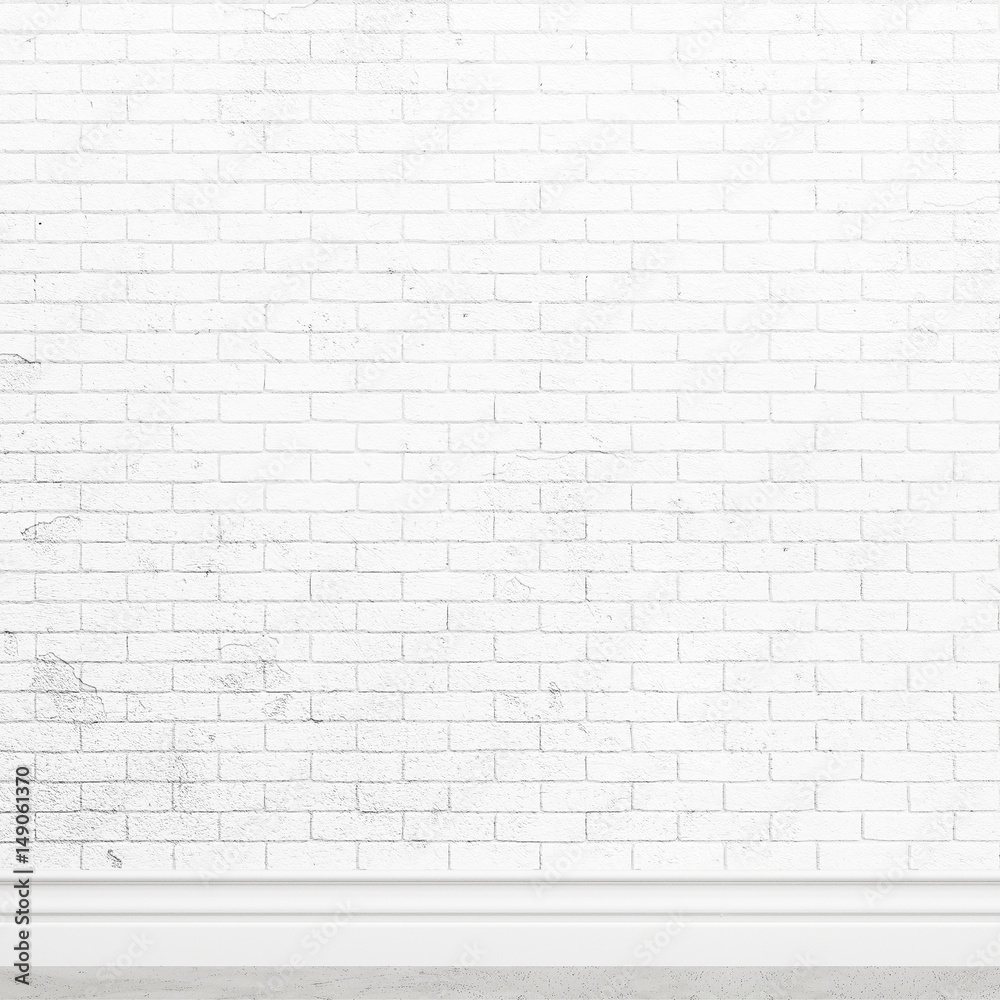 Poster Old white brick wall texture for background usage as a backdrop design