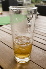 Almost empty alcoholic drink.