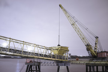 Fototapeta premium Crane on the Thames shot at night.