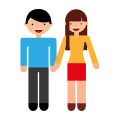 young couple avatars characters vector illustration design