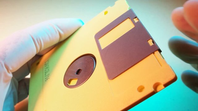 Close up of an old floppy disk 
