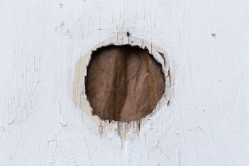 Hole Punched in Wood
