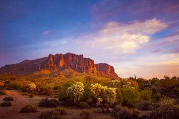 Peel and stick wall murals Arizona Superstition mountain sunset
