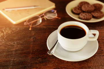 coffee cup and cookie  book