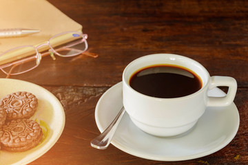 coffee cup and cookie  book