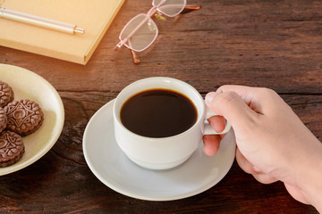 coffee cup and cookie  book