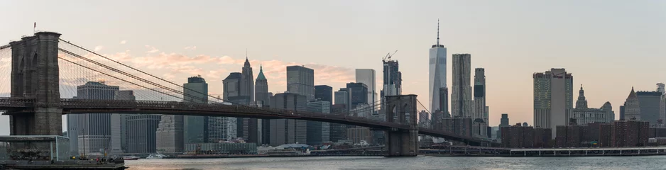 Photo sur Aluminium New York New York Nightscape with Brooklyn bridge