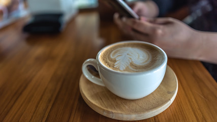 Latte art hot coffee