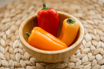 Red yellow green paprika paprikas vegetable isolated on a white background