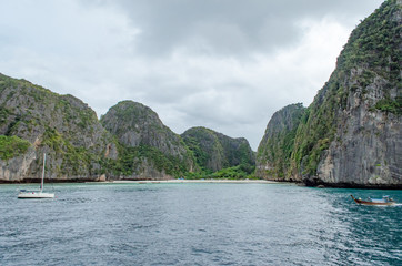 Seascape around Maya Bay at Phi Phi Island Group in Thailand.