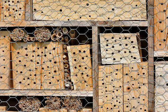 Insektenhotel mit Schutzgitter
