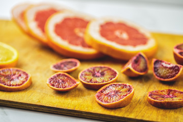 Naklejka na ściany i meble orange of different grades, grapefruit, Citrus, fruit, red orange