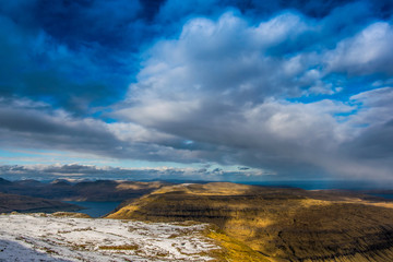A Beautiful landscape with mountains, ocean and islands