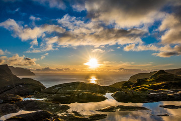A Beautiful landscape with mountains and sunset