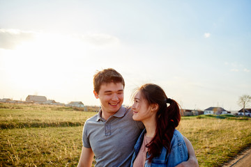 Kazakh couple in the village