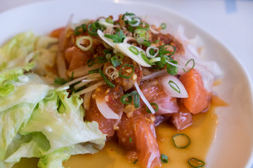 Salmon spicy salad.