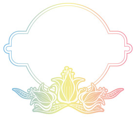 Gradient label with decorative flowers. Copy space. 