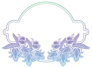 Gradient label with decorative flowers. Copy space. 