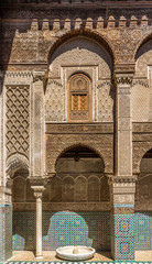 Decoration in medresa Al-Attarine in old medina quarter of Fez in Morocco