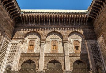 Obraz premium Decoration in medresa Al-Attarine in old medina quarter of Fez - Morocco