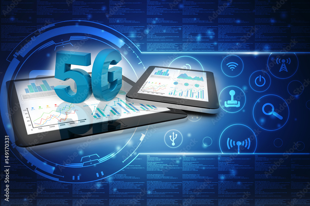 Poster 3d rendering 5g network 5g connection with data